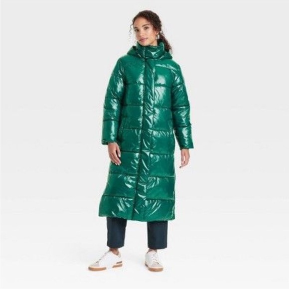 a new day Jackets & Blazers - Women's Hooded Duvet Puffer Jacket - A New Day™ Green XS